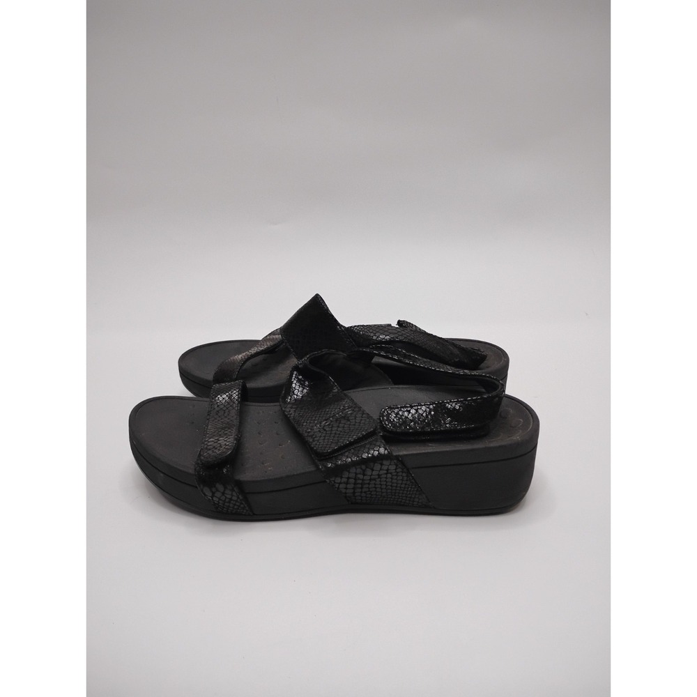 Vionic Bolinas Open Toe Slide Sling Platform Sandals Womens Size 8 Black Snake - Picture 9 of 15